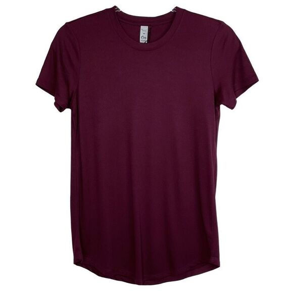 Zyia Active Red Claret Ribbed Crew T Top XS NWT - Picture 2 of 6